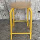 Vintage Industrial Stool DPC Yellow Metal Tube + Wooden Seat