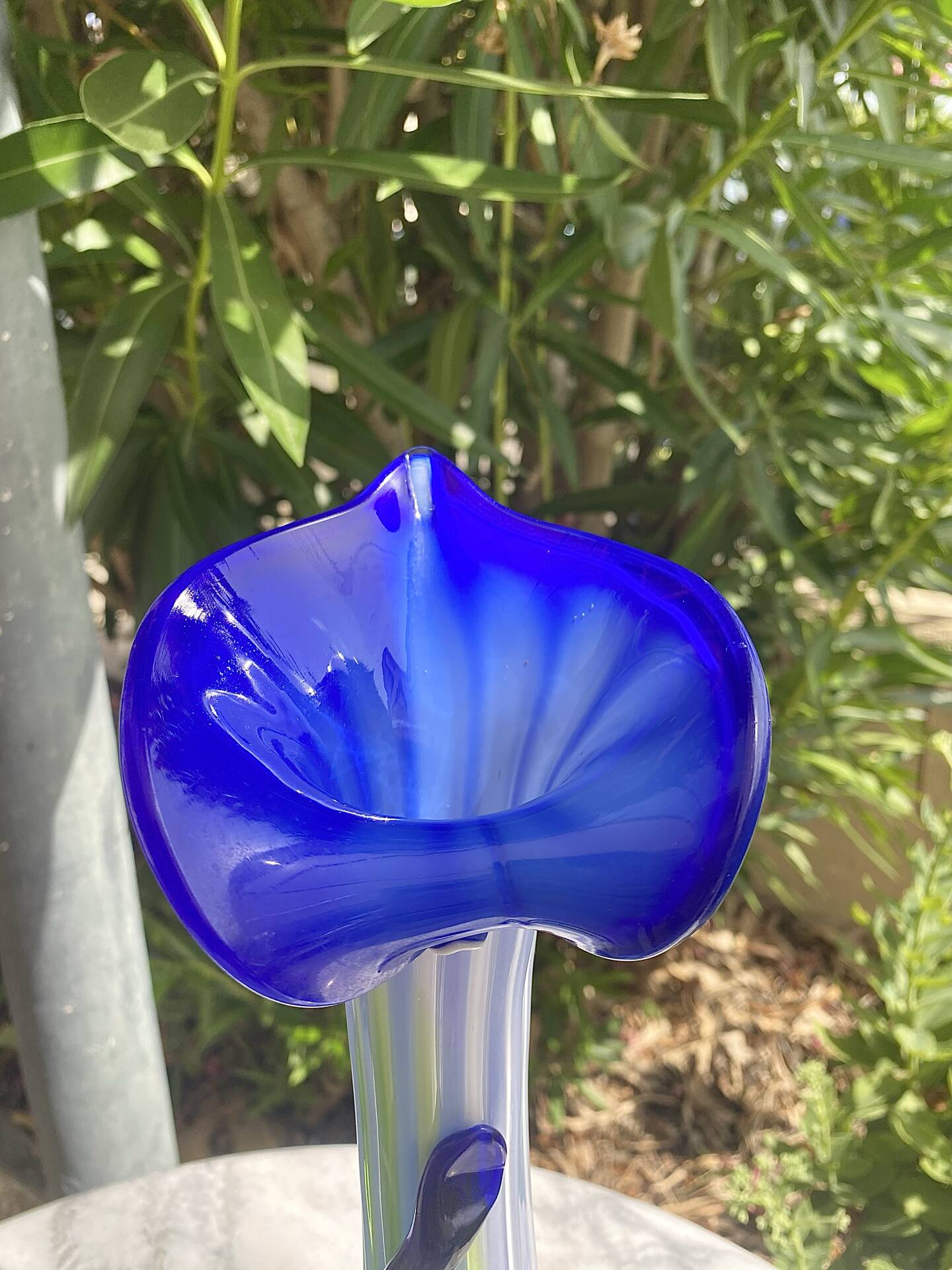 Large blown Murano glass vase with floral decoration.