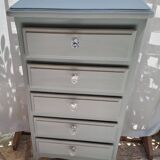 Grey painted wooden chest of drawers, France 1940