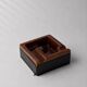 Geometric brown enamelled ashtray with a leather base (1960s-70s)