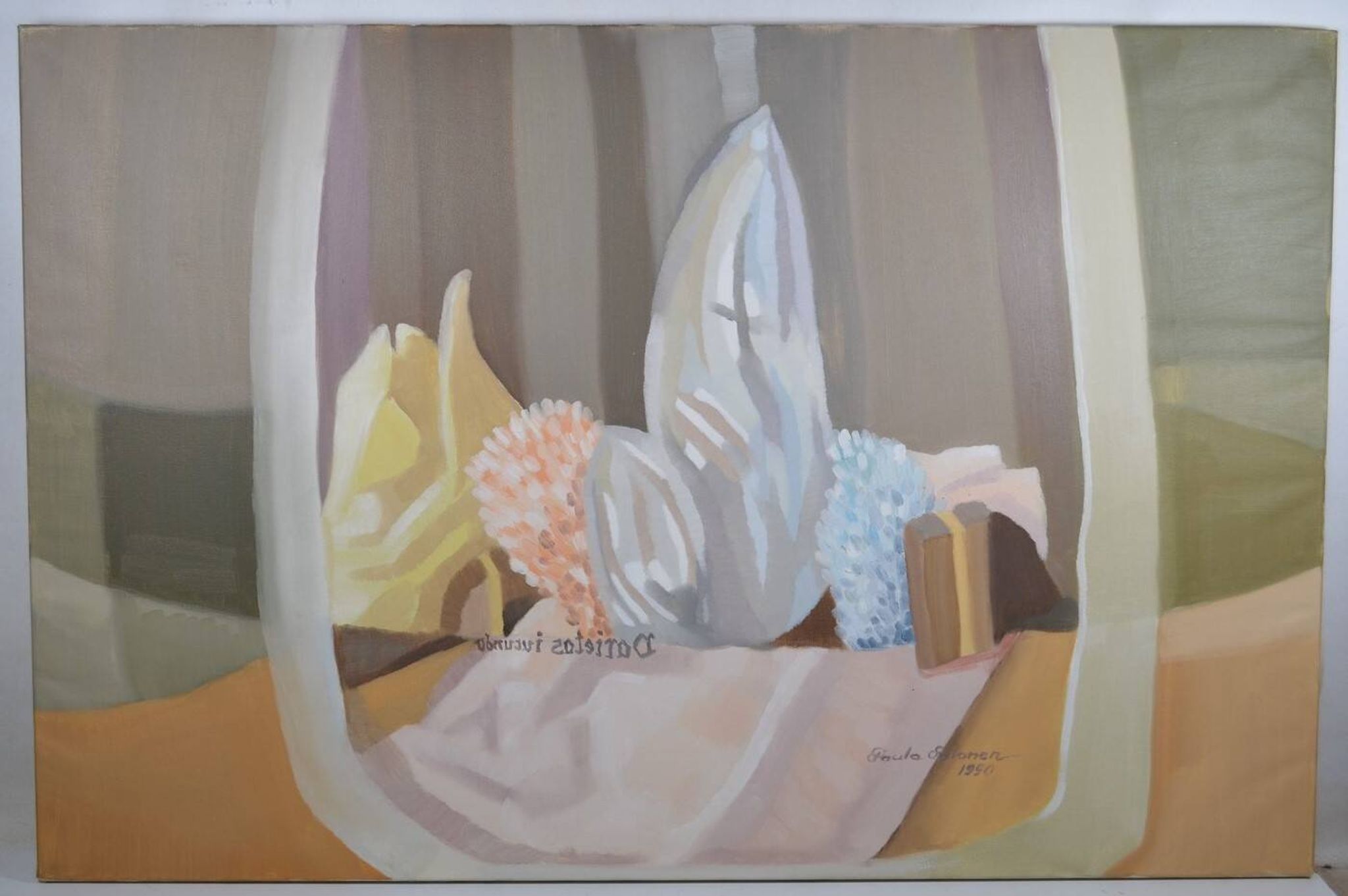 Huile sur toile, nature morte aux coraux, Paula Salonen, 1990