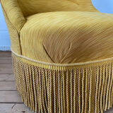 Toad armchair in gilded ribbed canvas