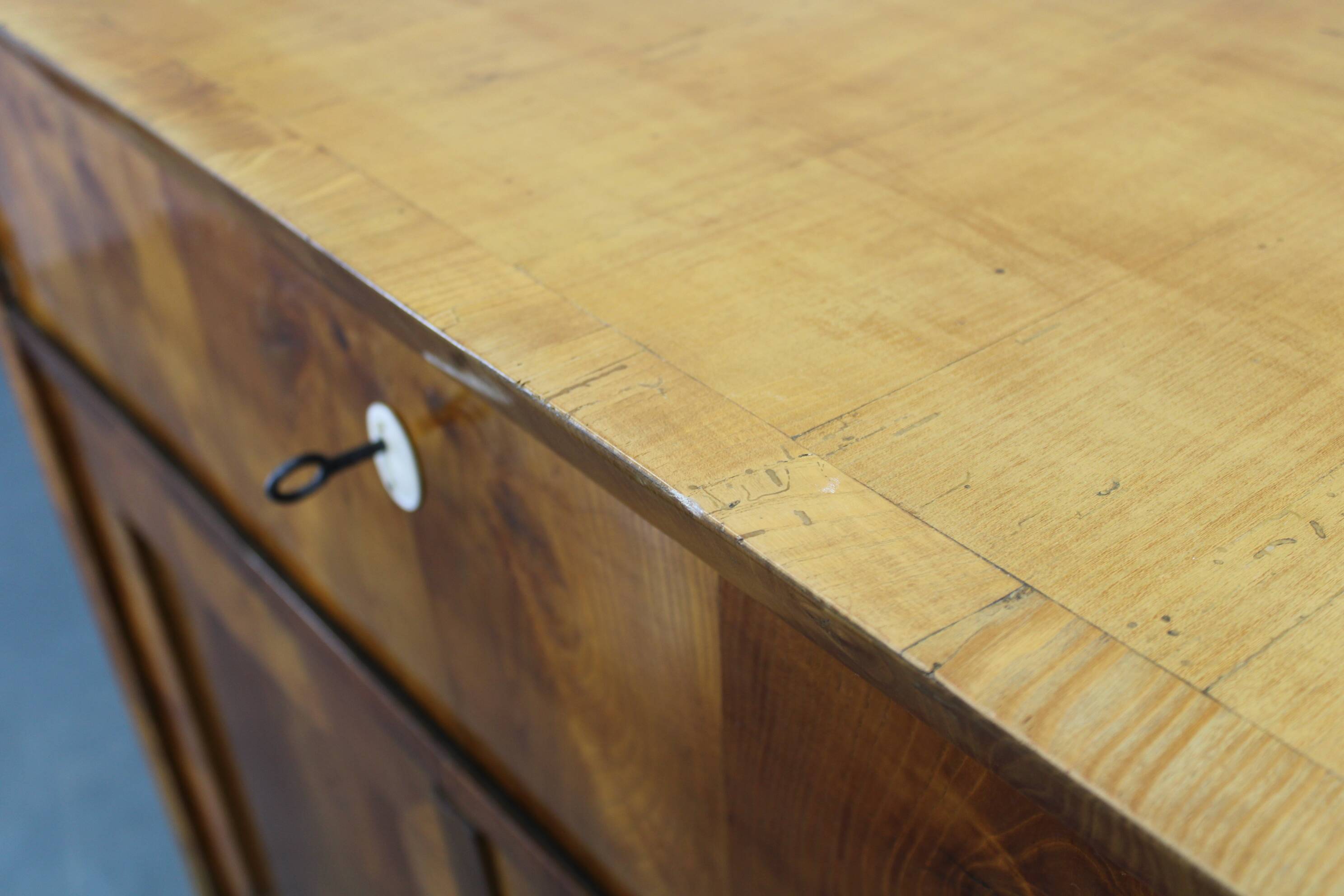 1930s Antique Cabinet with Writing Area in Walnut Finish ,Czechoslovakia