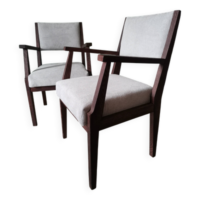 Fauteuils art deco velours gris
