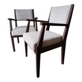 Art Deco grey velvet armchairs