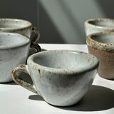 Set of 5 Indonesian ceramic handle coffee cups