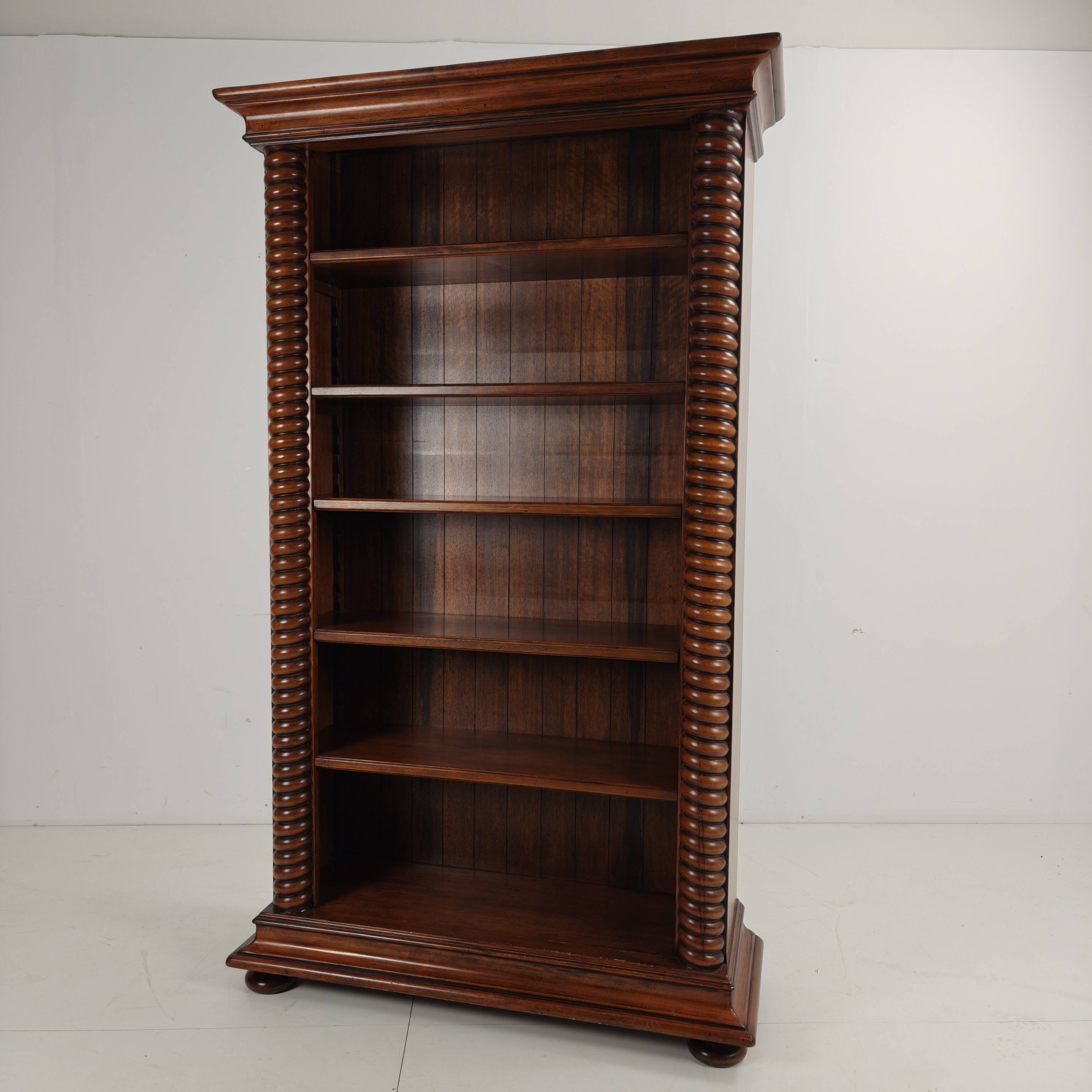 Barley Twist Open Bookcase – Solid Walnut, circa 1930
