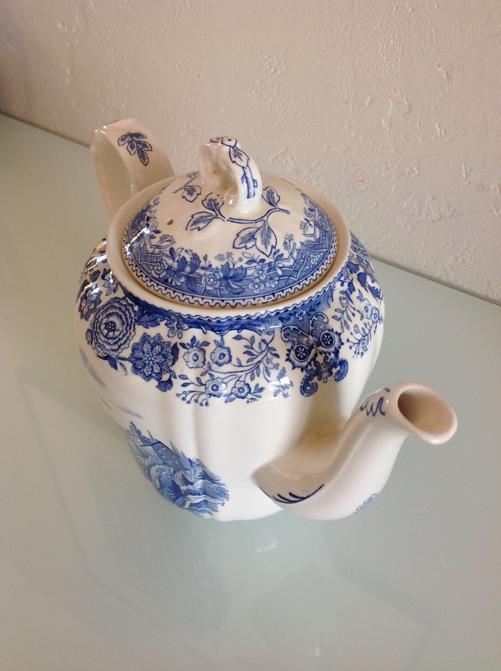 Cafetiere blue Burgenland décor by Villeroy - Boch / vintage 60s-70s