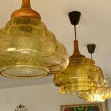 Trio of 3 glass chandelier suspensions GDR 1970 Veb Narva