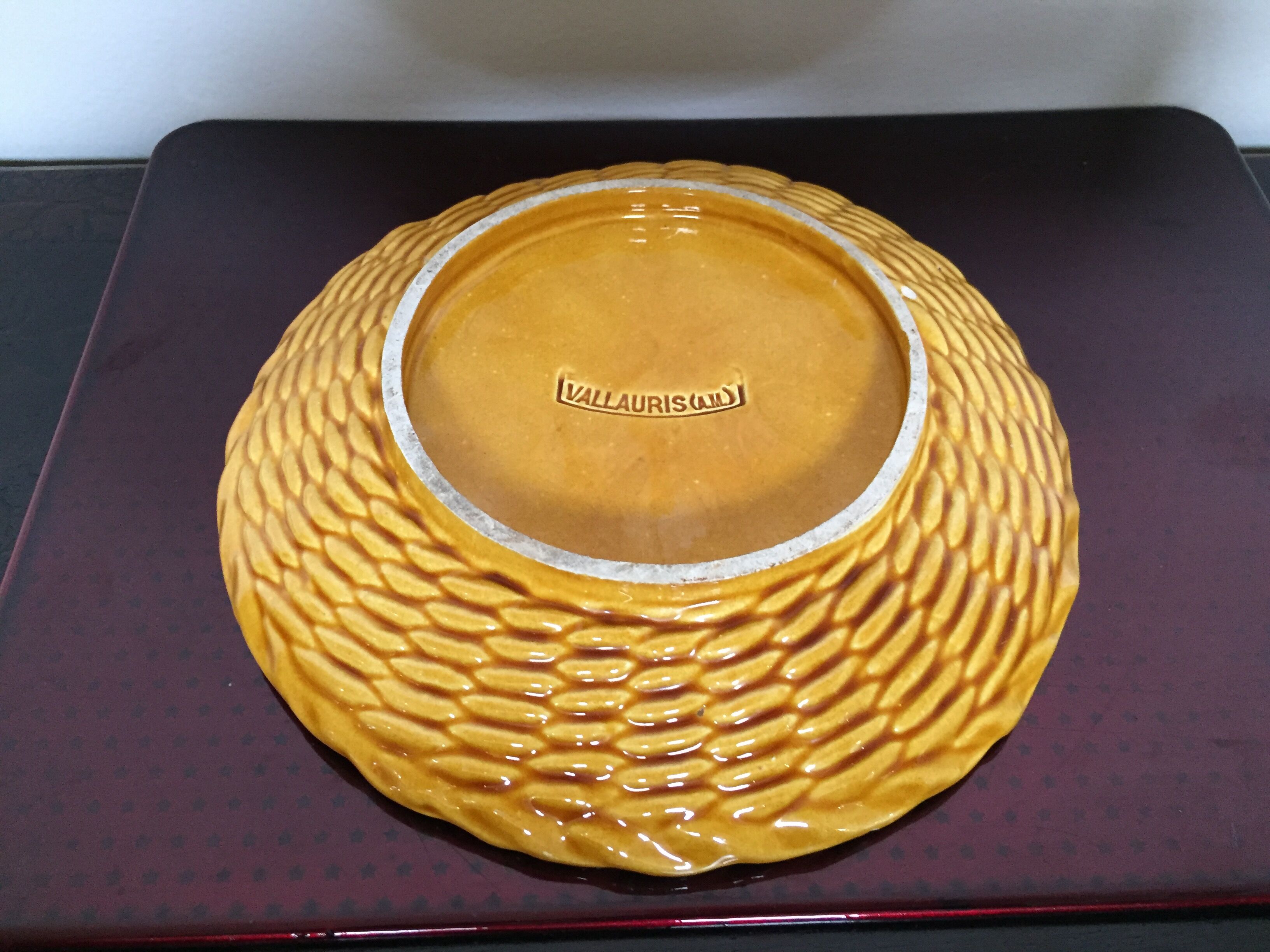 Vallauris' yellow and green ceramic plate