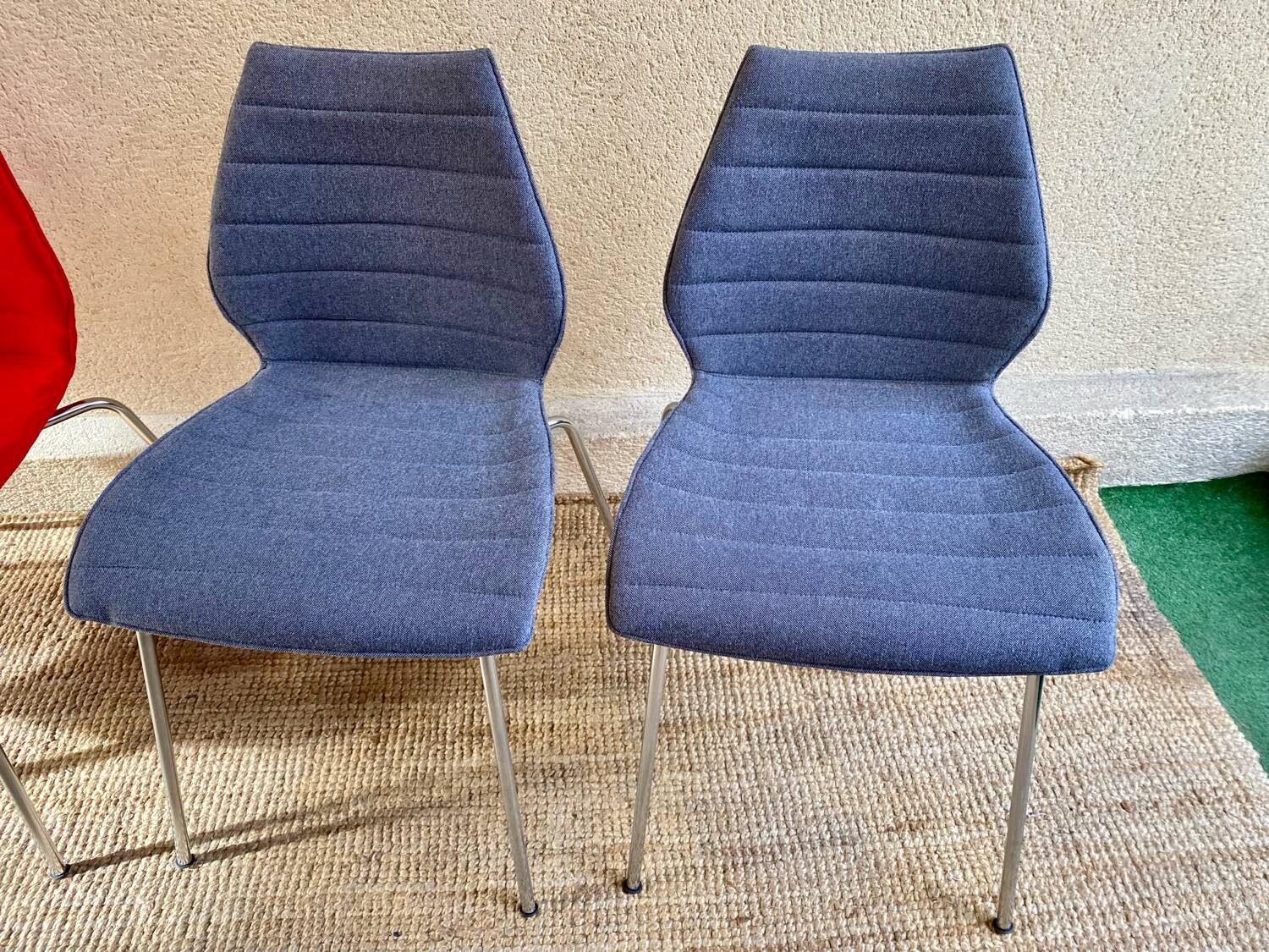 Pair of Kartell Mauï Soft grey chairs, designed by Vico Magistretti