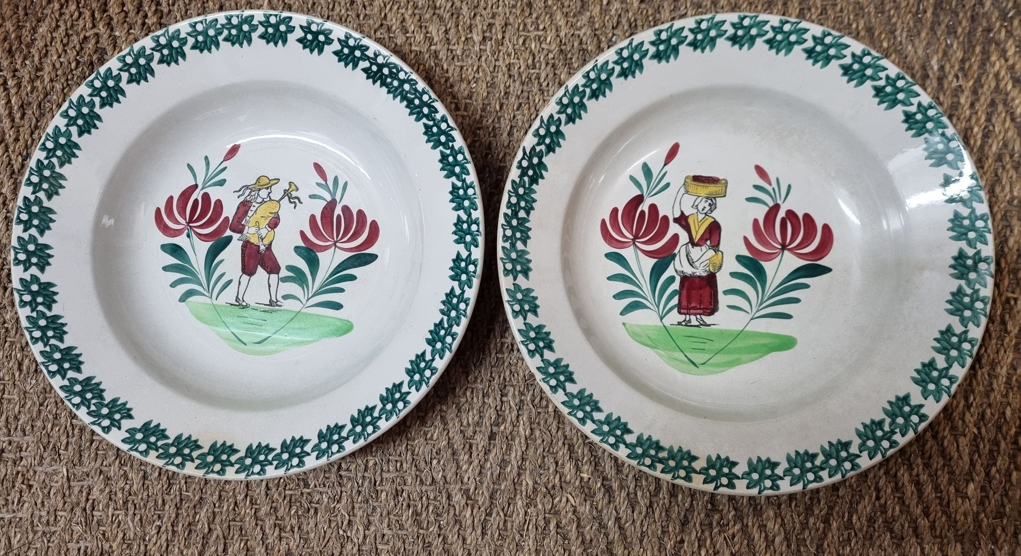 2 plates earthenware of St Amand, early twentieth
