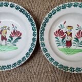 2 plates earthenware of St Amand, early twentieth