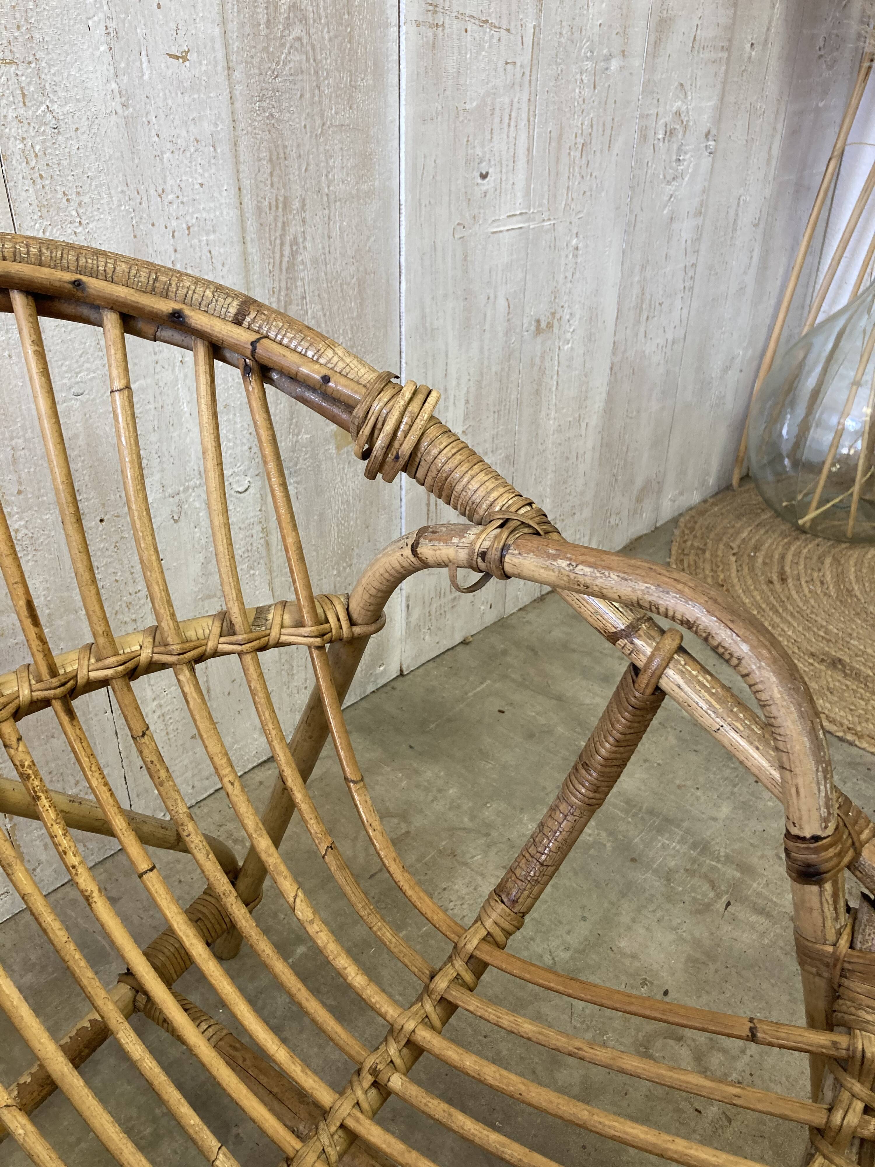 Pair of vintage rattan armchairs