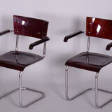 Set of two restored beech bauhaus armchairs by Mart Stam, Robert Slezak, Czechia, 1930s