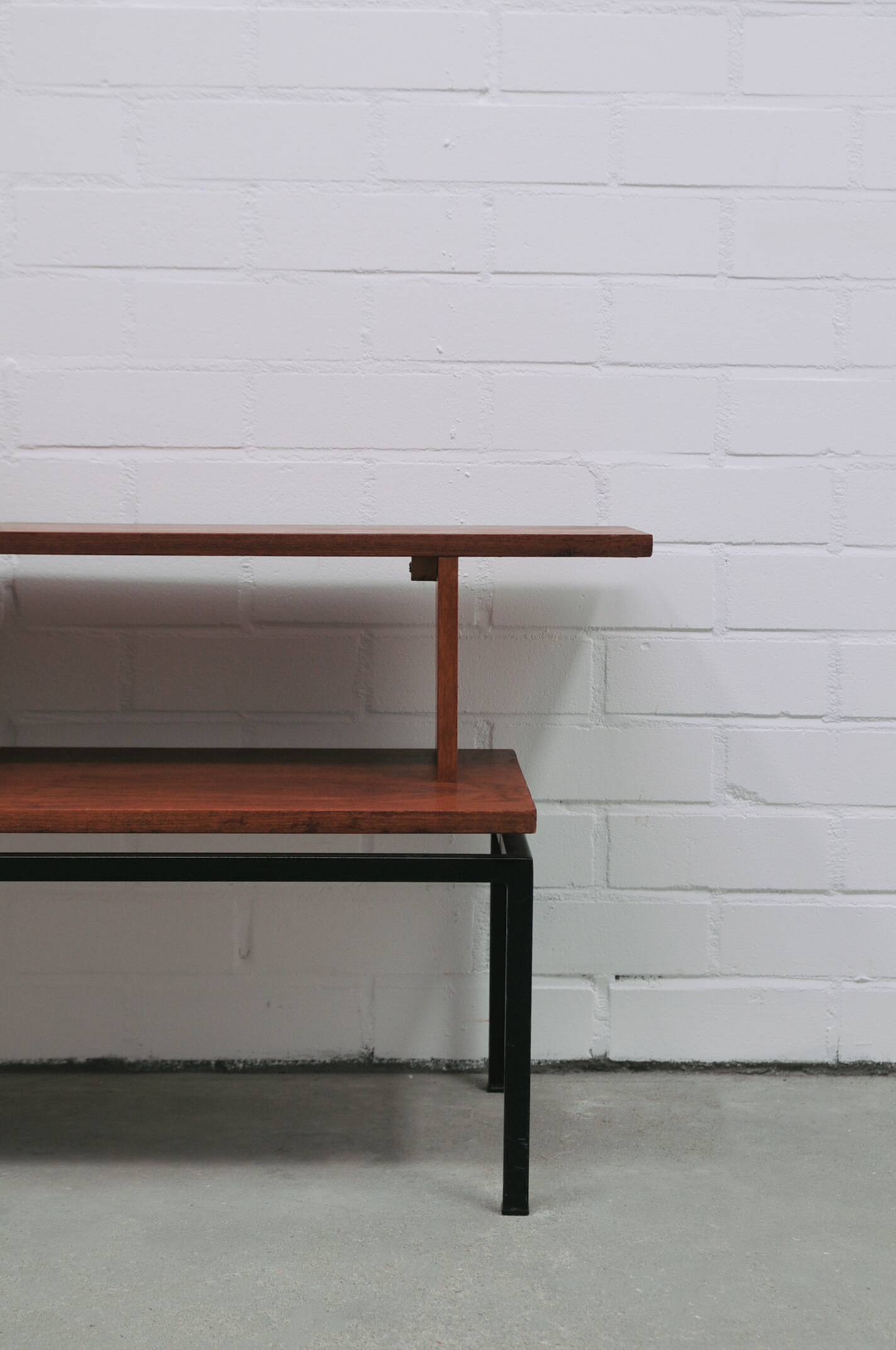 vintage teak TV cabinet metal frame