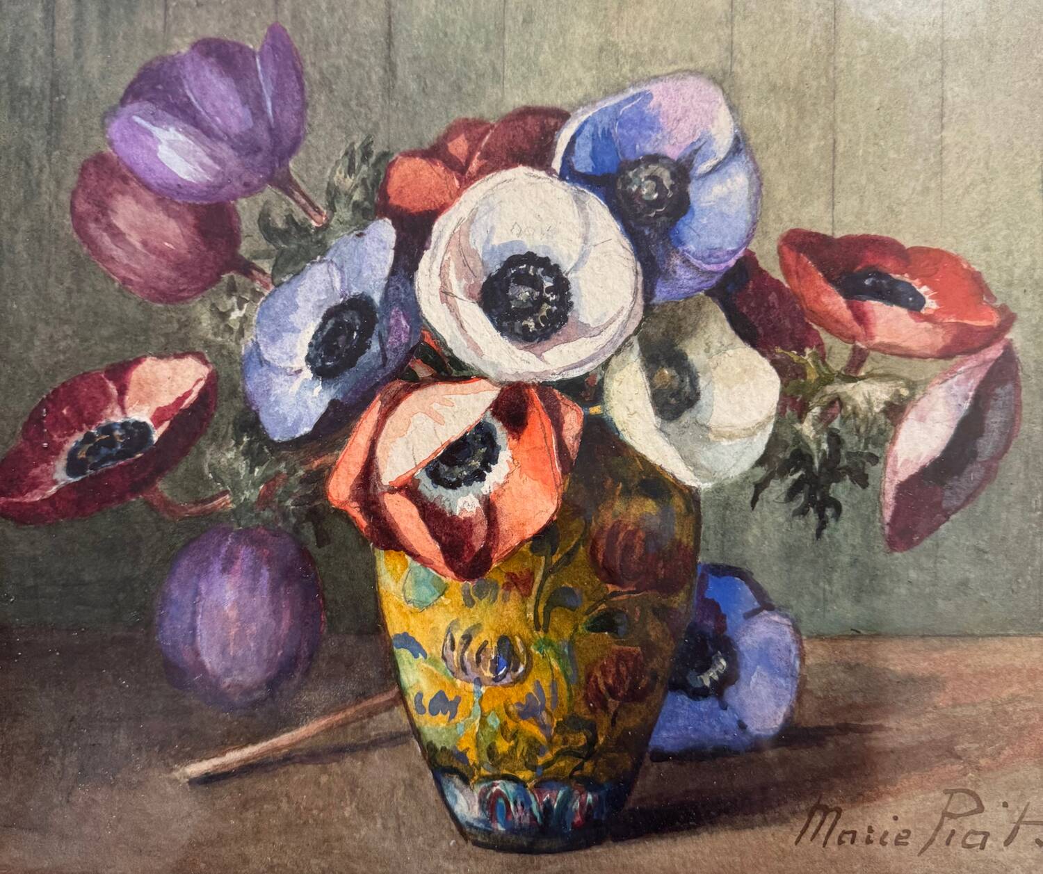 Still life with anemones, signed early 20th century
