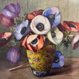 Still life with anemones, signed early 20th century