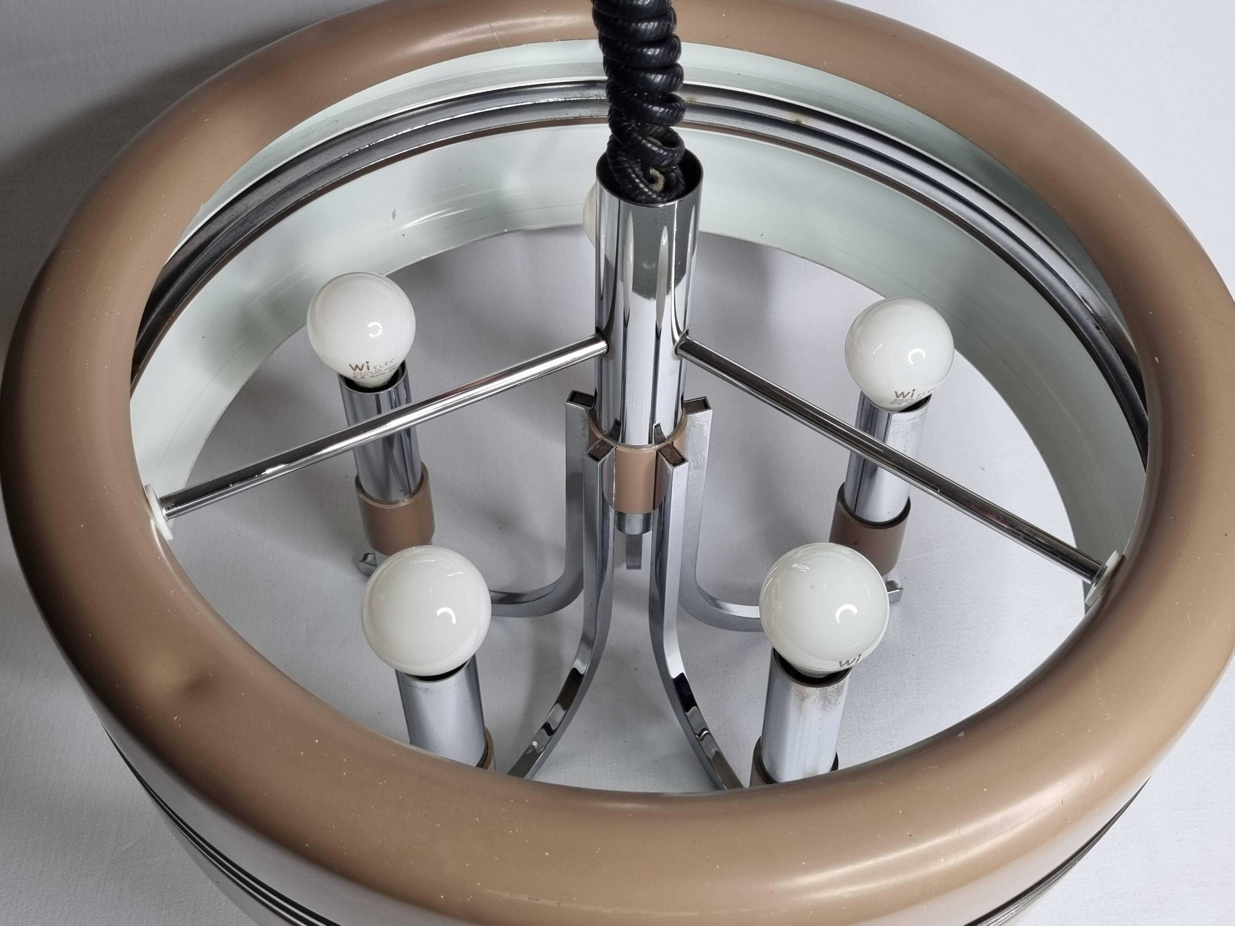 Space Age Rolly pendant light, Italian design, 70s