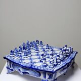 Rare and unique Gzhel porcelain travel chess set by Yuri Garanin