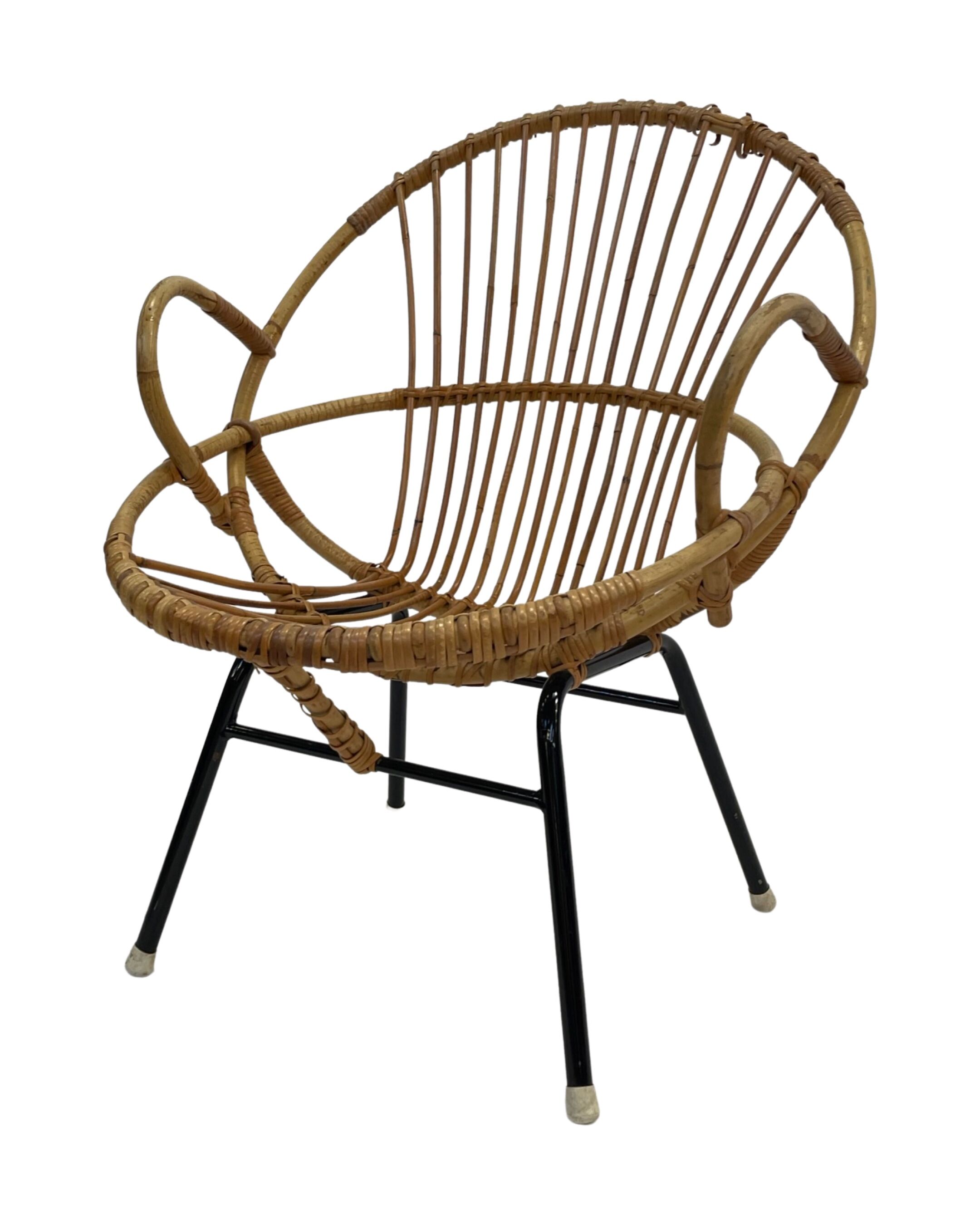 Rattan chair by Dirk van Sliedregt Rohe Noordwolde 1960 in the Netherlands