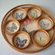 Old tray and 6 under glasses bamboo decoration butterfly deco vintage living room