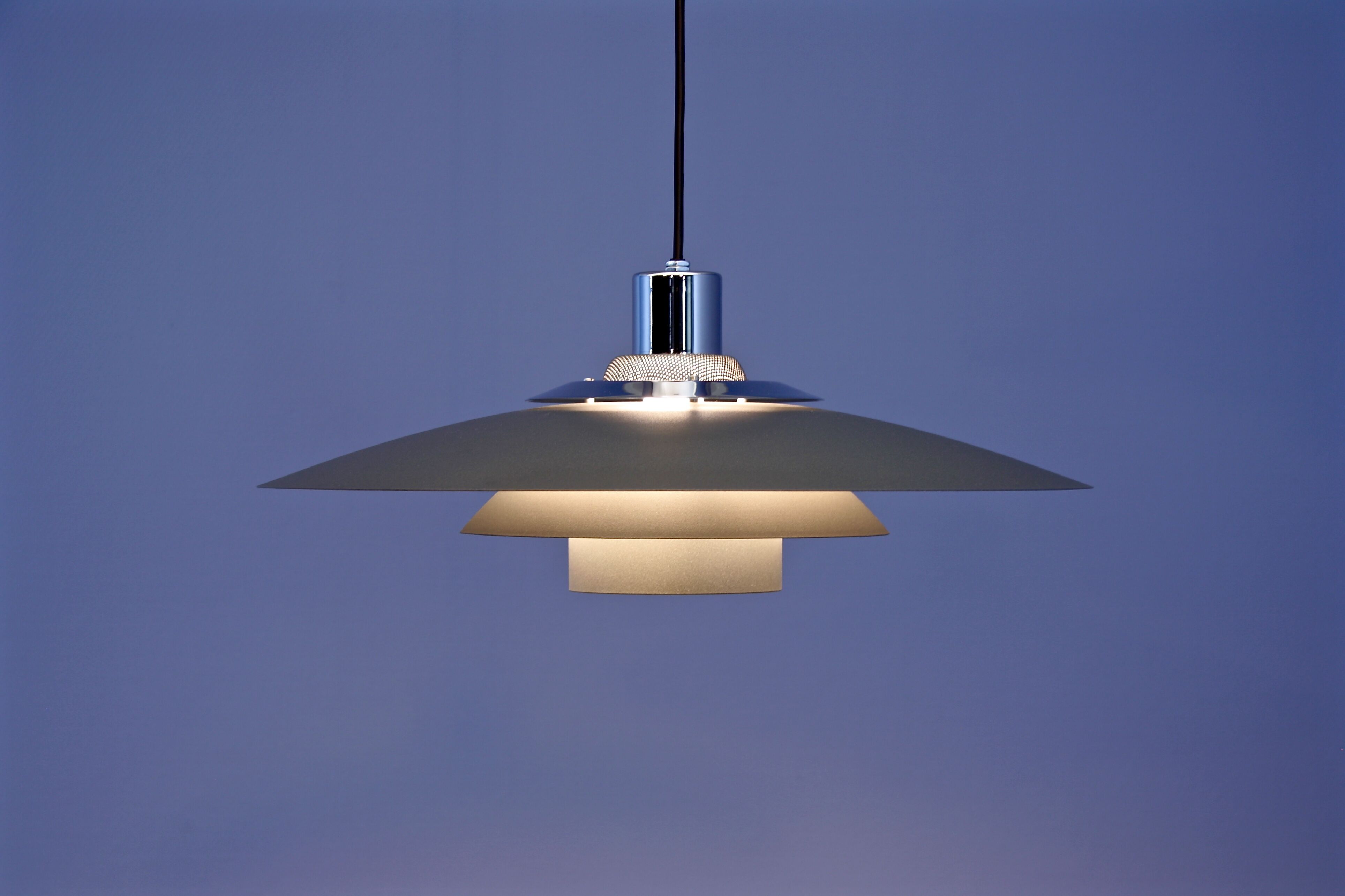 Danish hanging lamp in grey / anthracite metal, 1980s