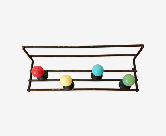 Portemanteau années 50 à boules multicolores