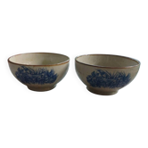 Lot de 2 petits bols / tasses en grès vintage