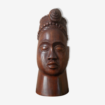 Tête sculptée en bois Art Africain