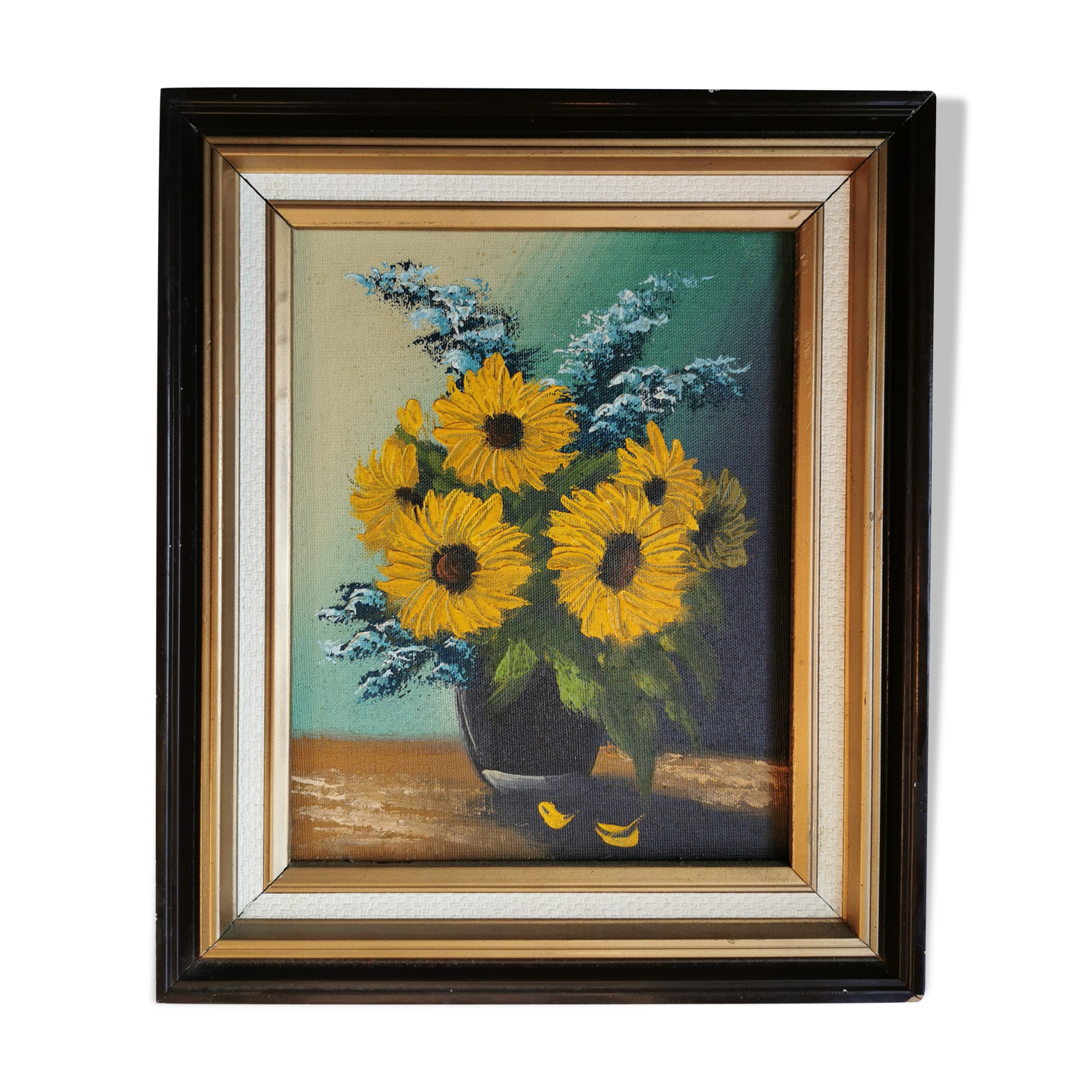 Sunflowers oil on ancient canvas