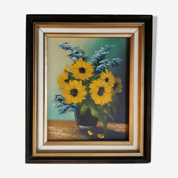 Sunflowers oil on ancient canvas