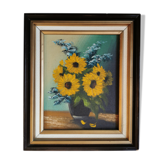 Tournesols huile sur toile ancienne