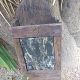 Ancient brutalist oriental wooden mirror 23x53cm