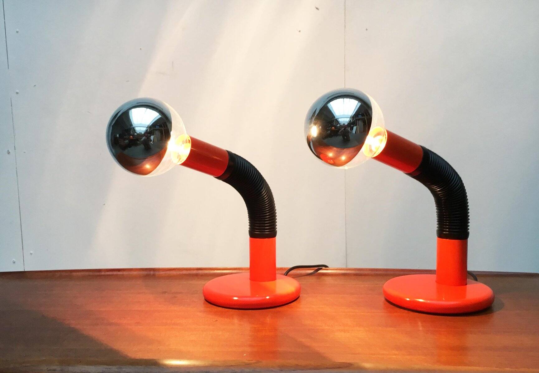 Vintage Italian table lamps Space Age by Bellini for Targetti, 1970s.