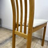 Chairs (set of 4) in solid elm and vintage fabric Findahls Denmark 1980