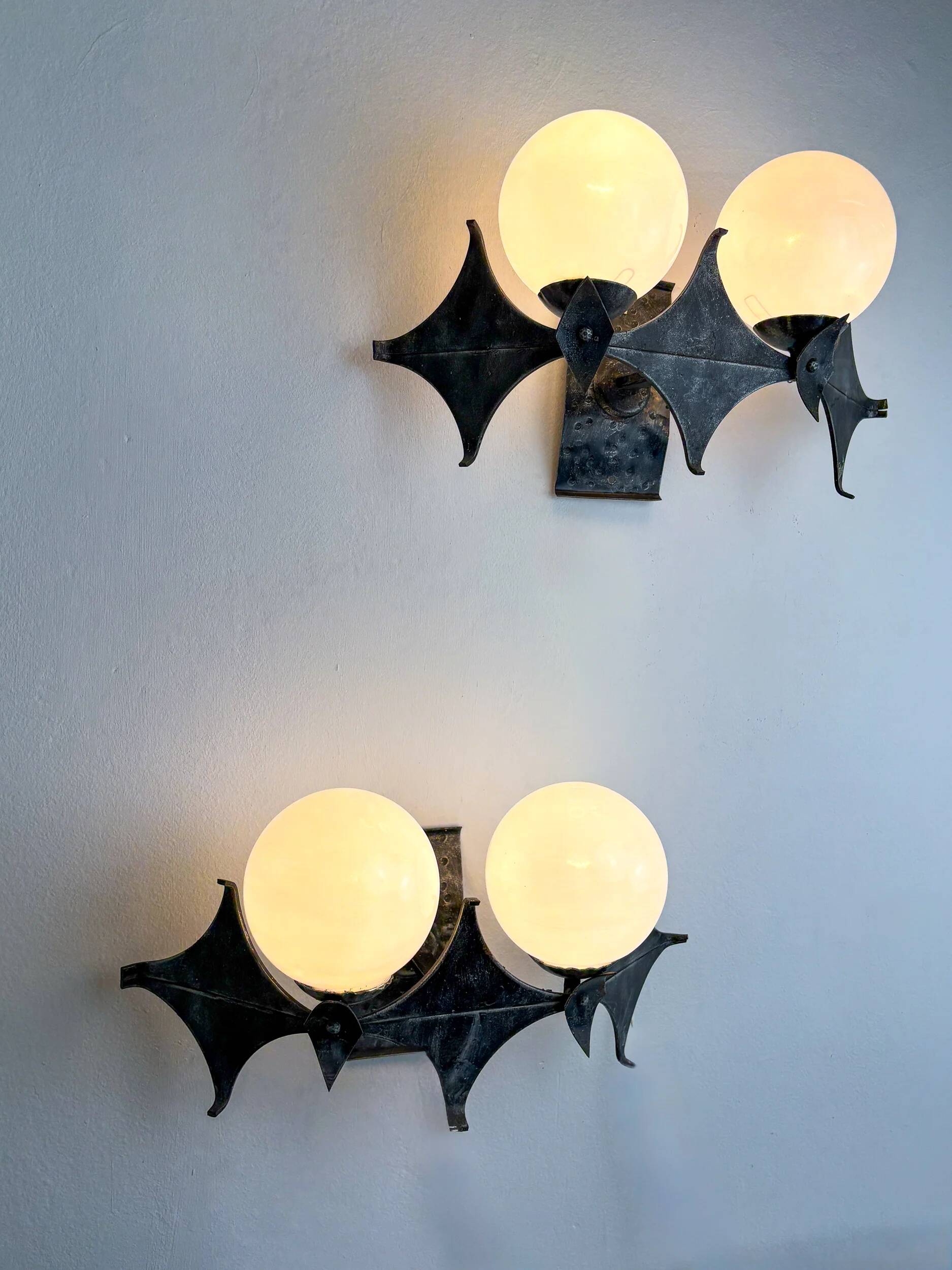 Pair of Brutalist sconces by Marc Weinstein, Germany, 1960s