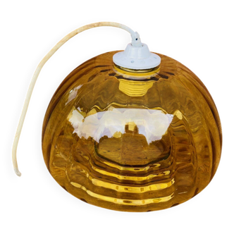 Vintage 70s amber glass pendant light.