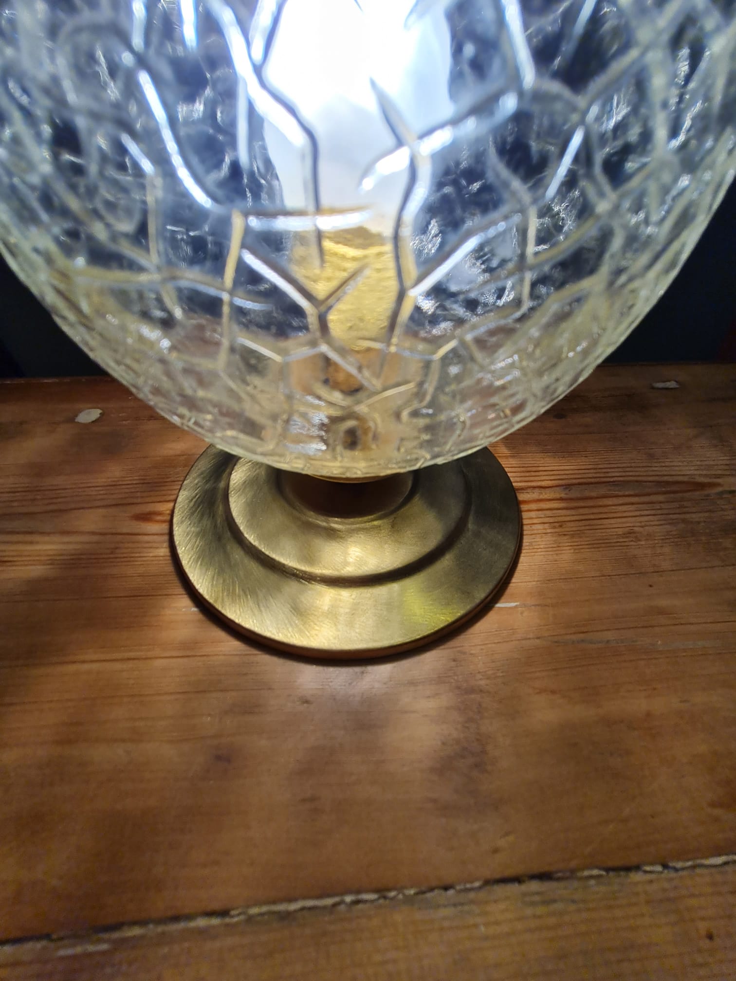 Vintage globe table lamp in molded glass