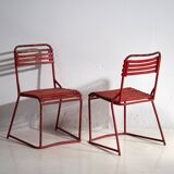 Anciennes chaises de jardin rouges (c.1920). Ensemble de 4 pièces #37