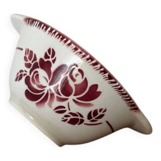 Vintage earthenware bowl with pink floral design from Badonviller.
