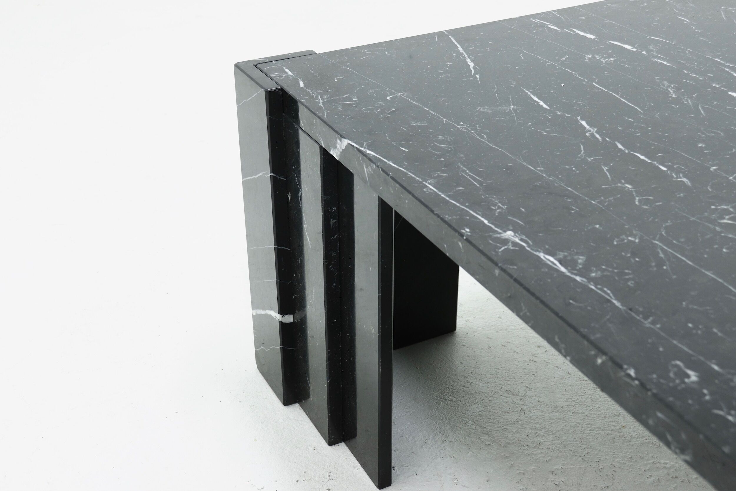 Large italian modern black marble coffee table 1970s