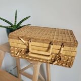 Medium suitcase made of bamboo and wicker slats