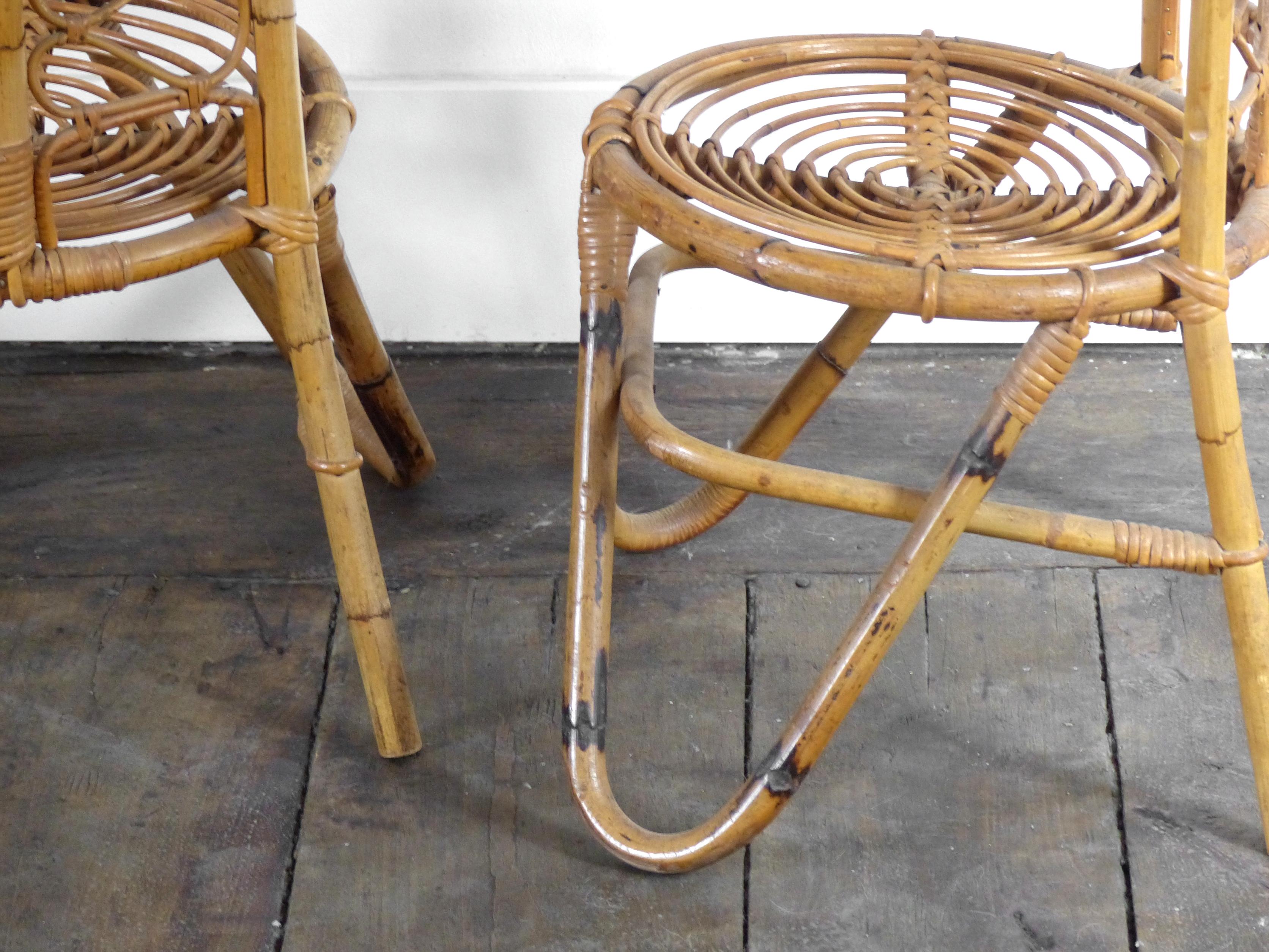 Pair of low bamboo chairs 1960