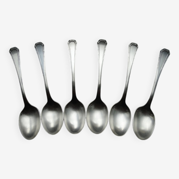 6 dessert / coffee spoons alfenide christofle silver metal art deco - 13.7 cm