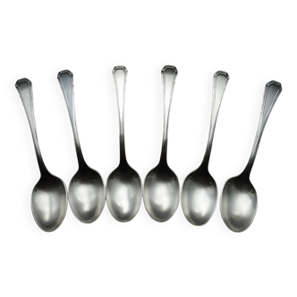 6 dessert / coffee spoons alfenide christofle silver metal art deco - 13.7 cm