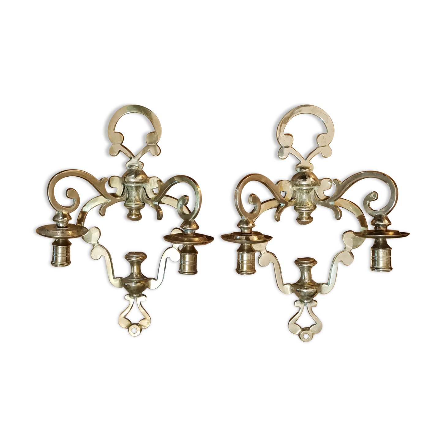 Pair of golden wall candle holders