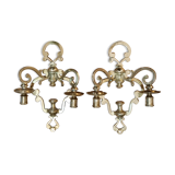 Pair of golden wall candle holders