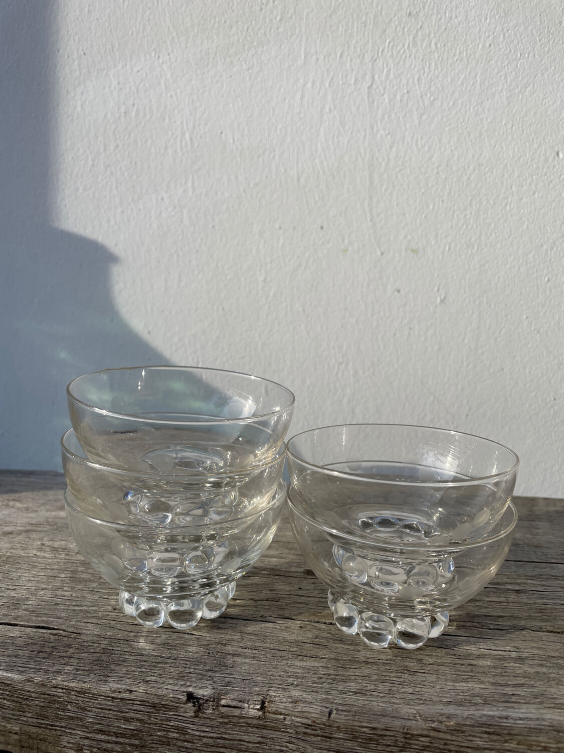 5 small ramekins in beaded and polka dot glass