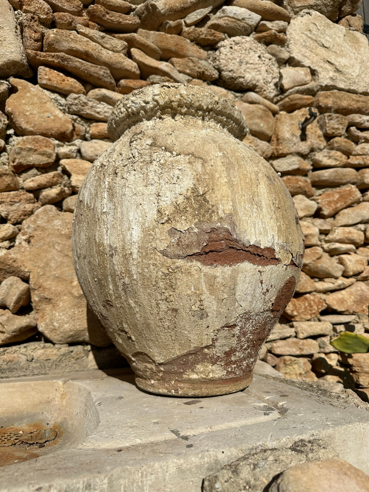 Ancient terracotta pottery jar from the 19th century.